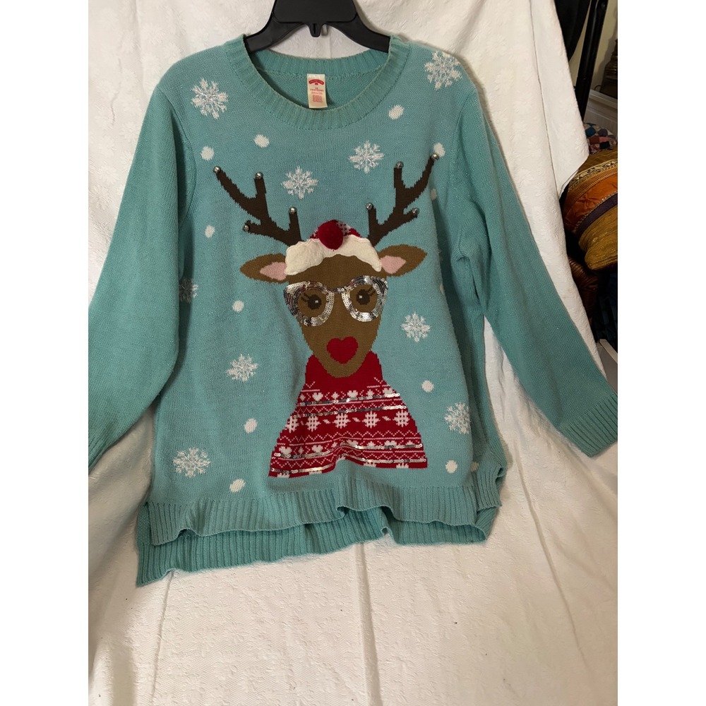 Holiday Time Reindeer Camp Kitsch Festive CoreChristmas  Sweater  2X 18W/20W